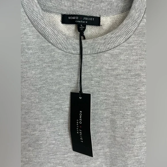 Romeo & Juliet Couture Light Gray Ruffle Sleeve Sweatshirt - Picture 2 of 8